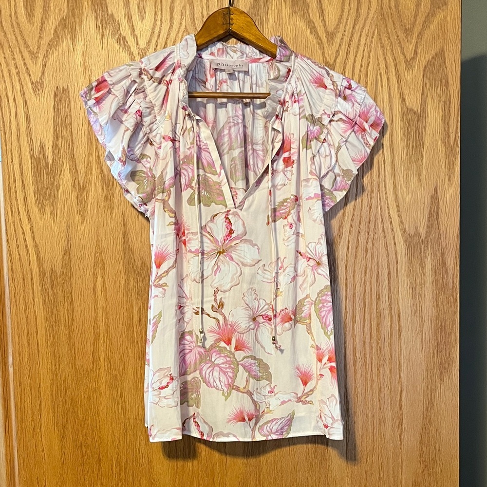 Philosophy Floral Blouse in Pink and Cream